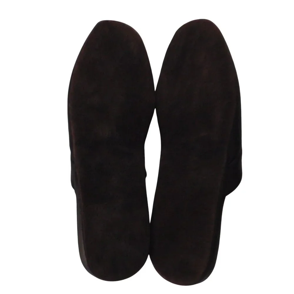 Mens Leather Slip On Slippers soft Sole House Shoes Brown Scuffs Sz 13 Wide - Picture 6 of 6